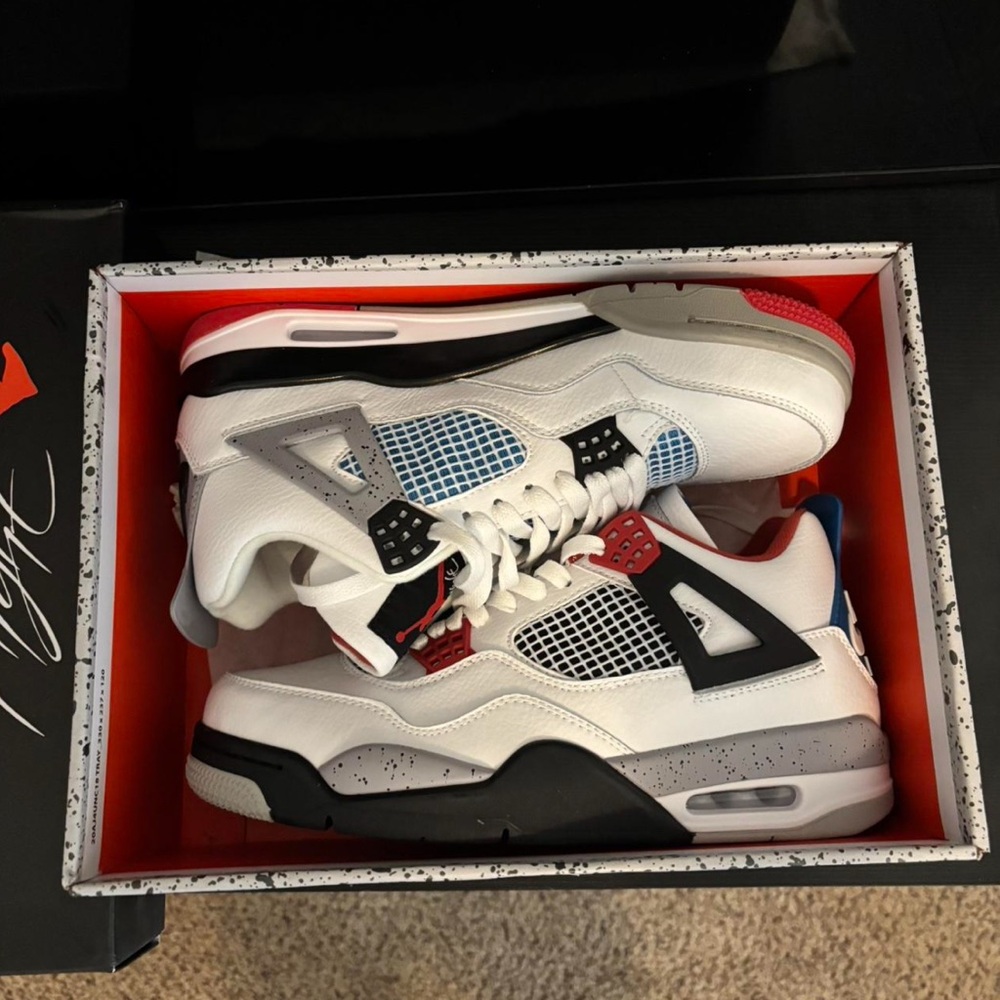 Jordan White, Red, and Black Sneakers